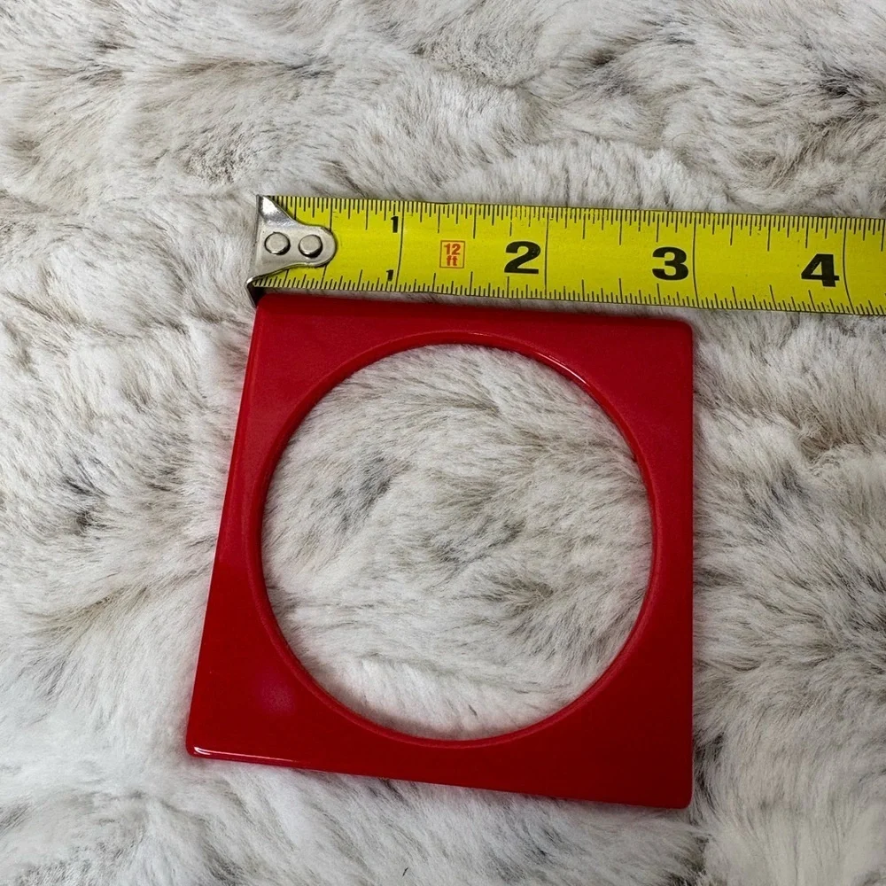 Red Square Bangle Bracelet. Vintage